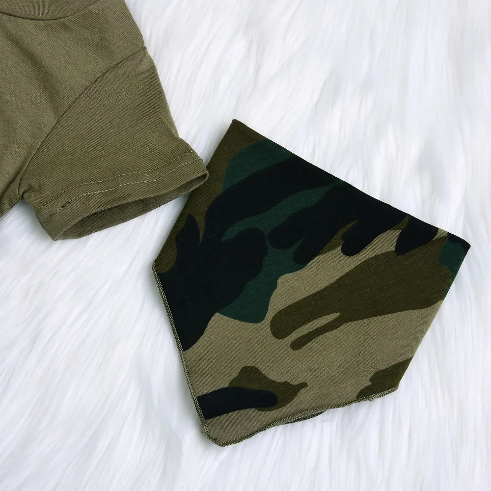 Для новорожденных одежда для малышей мальчиков и девочек Футболка с камуфляжным