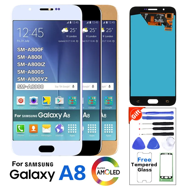 Для samsung Galaxy A8 A800 A8000 A800F супер AMOLED ЖК-дисплей сенсорный дигитайзер экран в сборе протестирован