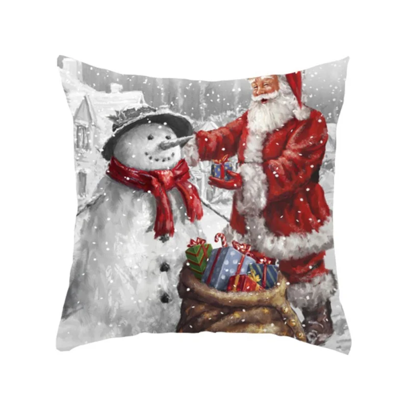 45x45cm High Quality Cotton Line Pillow Case Christmas Snowman Printing Dyeing Bed Home Decor Cushion Cover | Дом и сад