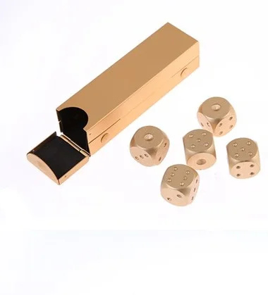 Gold Rectangular 5 шт./лот, высококачественный алюминиевый сплав для покера, игральные кости, Серебряное золото, портативные домино, металлические кости, вечерние питьевые кубик для настольной игры, набор - Цвет: Gold Rectangular