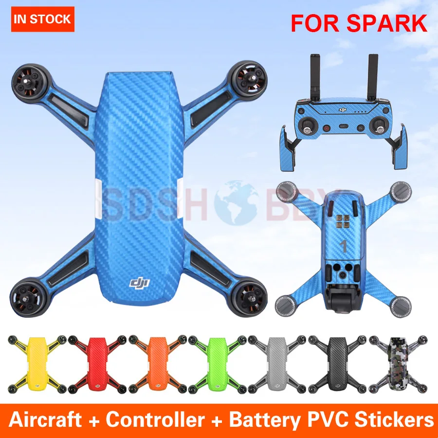 

Sunnylife Waterproof PVC Carbon Graphic Stickers Camouflage Decals Aircraft Remote Controller Battery Skin for DJI SPARK