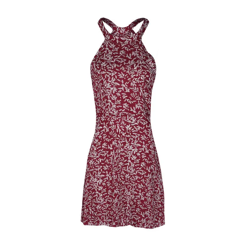 Винтажное платье с принтом сексуальное новое женское открытой спинкой