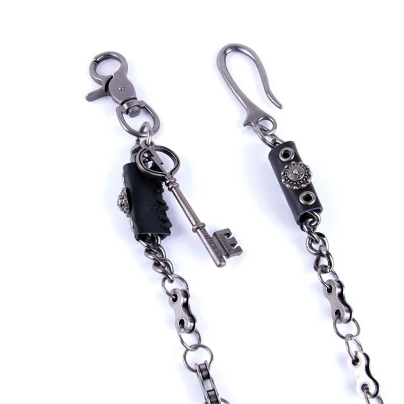 Мужской черный кошелек цепи звенья брелок джинсы панк кожаный ремень цепь модные