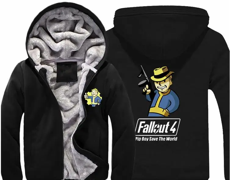 Игра Fallout 4 Hoodie Pin Boy Save The World принт на молнии Кардиган Толстовка супер теплое плотное флисовое пальто для мужчин и женщин