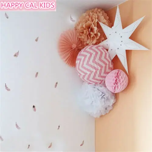 16 шт. прибытие Угловое перо декор Съемная Настенная Наклейка Спальня Фон