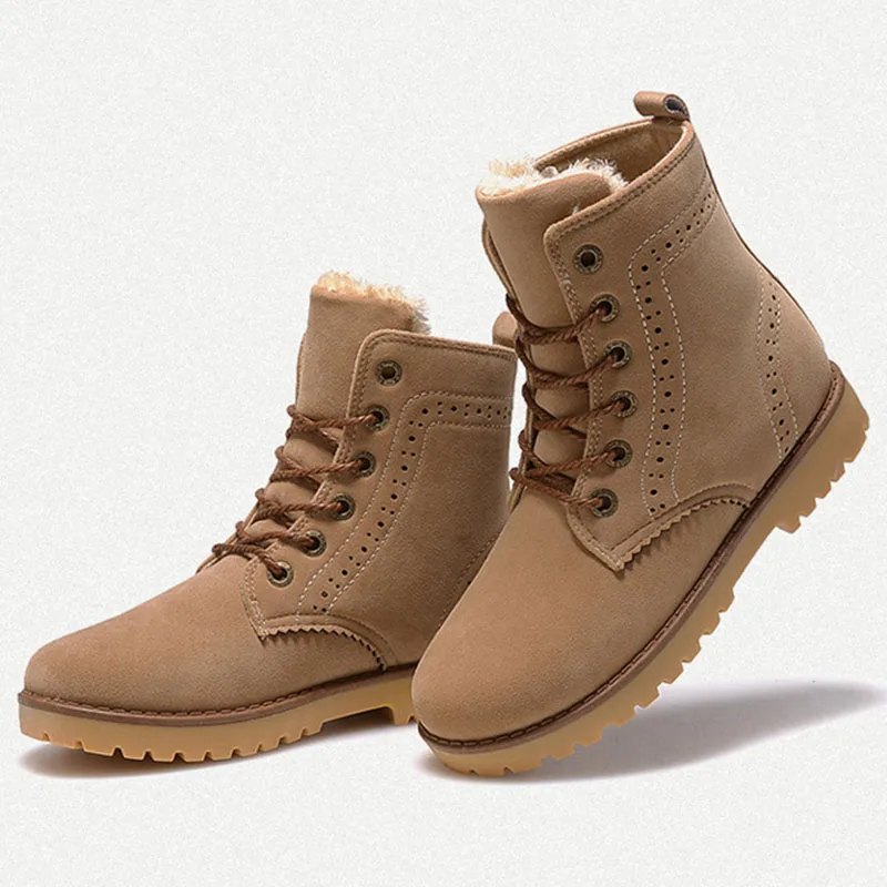 Nice Fashion Boots Men Winter Snow Warm Casual Shoes Leather Plush Fur High Quality | Обувь