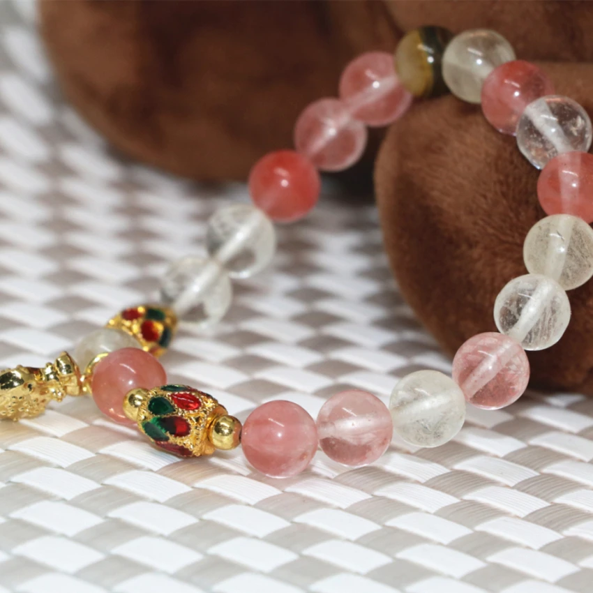 Бесплатная доставка многоцветный кварцевый арбуз 8 мм круглые бусы браслеты для