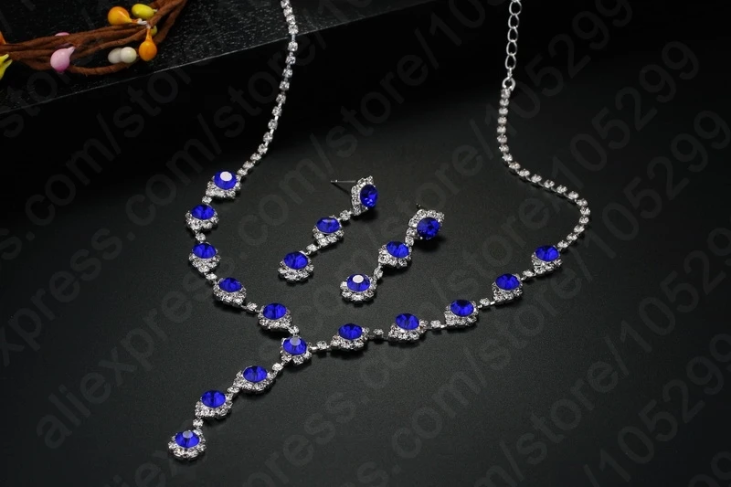 Женский ювелирный комплект из колье и серёг темно синего цвета|jewelry sets|jewelry sets