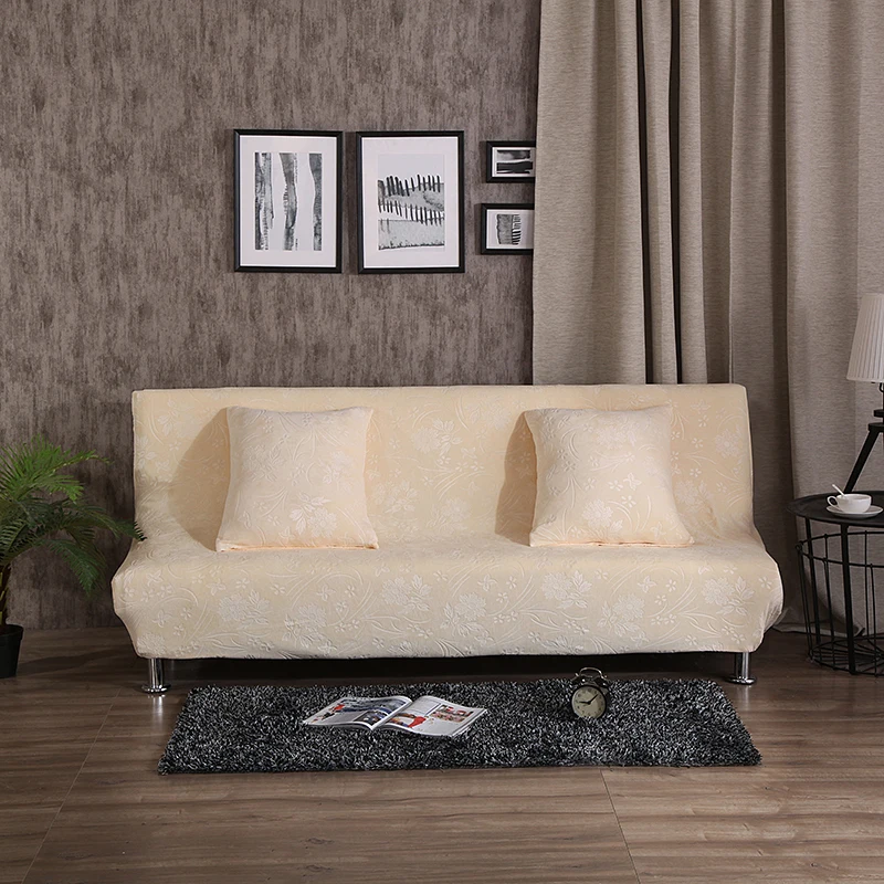 Beige SunnyRain 1 шт толстый бархат тиснение узор эластичный диван-чехол для дивана кровать без Рукавов I форма Чехлы для дивана универсальные - Color: Beige