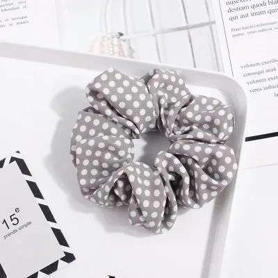 TS9-gray 12cm Новинка, модные женские резинки для волос в полоску, в горошек, в сетку, мягкие резинки для волос, конский хвост, держатель с петлей, эластичная резинка для волос, головной убор - Цвет: TS9-gray 12cm
