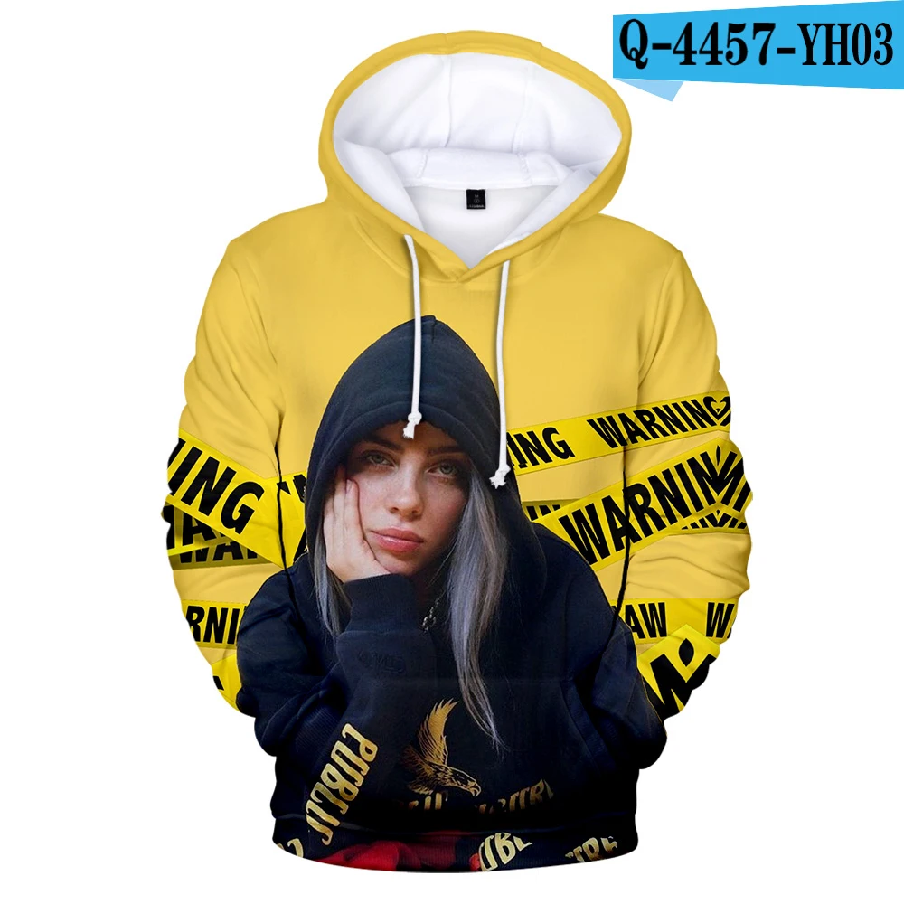 3D Новое поступление, Billie Eilish, 3D толстовки, женские, мужские, модные, Harajuku, хип-хоп, 3D принт, Billie Eilish, женские толстовки, толстовка - Цвет: 3D