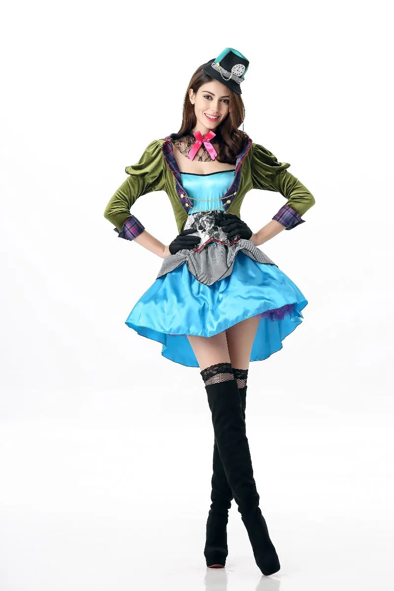 Женский костюм Алисы в стране Wonderland маскарадный Mad Hatter праздничная одежда на