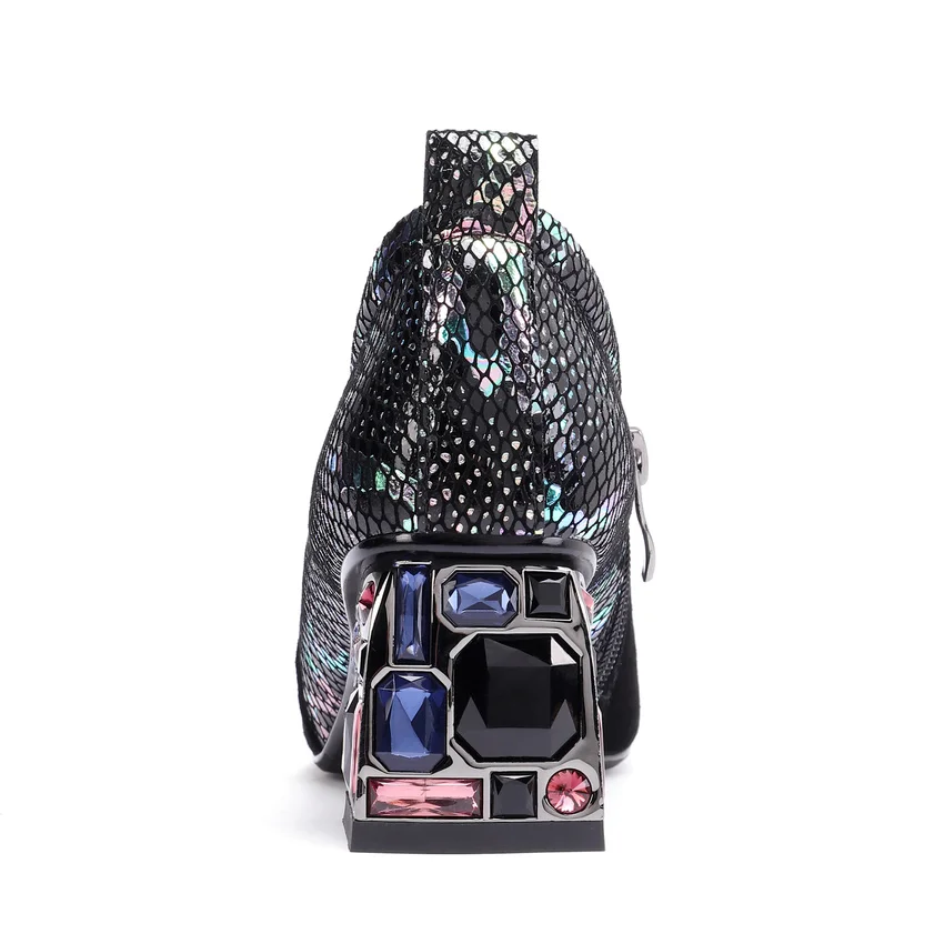 Женские туфли-лодочки QUTAA Осенняя обувь из овчины на квадратном каблуке со