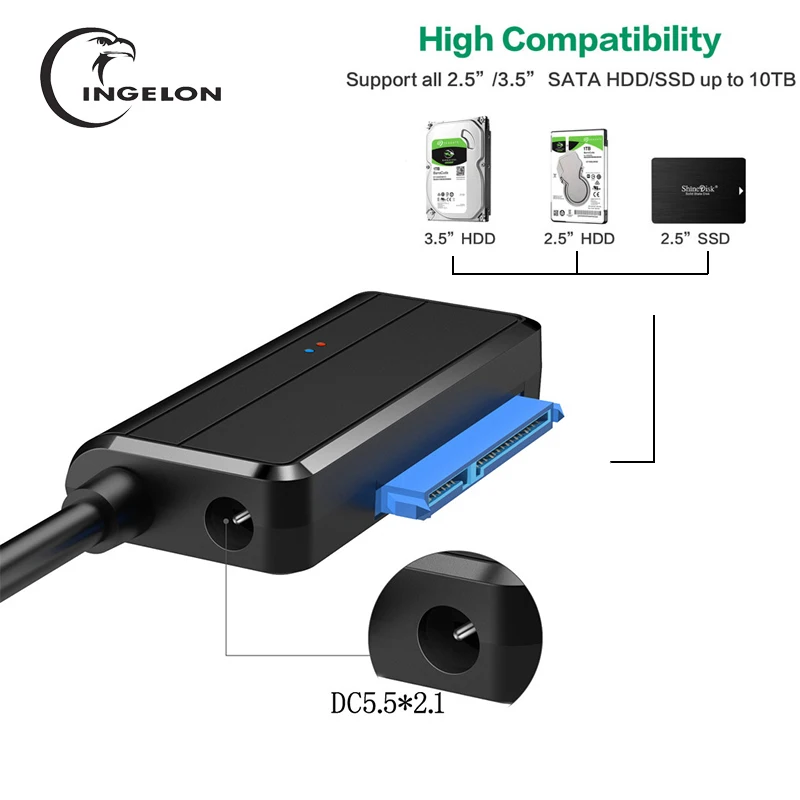 

INGELON sata к usb кабелю для жесткого диска USB 3,0 передача легкий привод линия USB Sata адаптер для 2,5 3,5 HDD SSD дисков