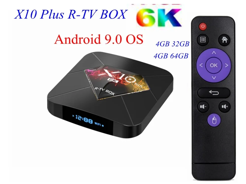 Приставка Смарт ТВ X10 Plus Android 9 0 4 ядра + 32/64 ГБ 2 ГГц Wi Fi|ТВ-приставки и медиаплееры| |