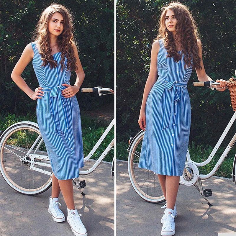 Платье рубашка женское повседневное без рукавов|Женские платья| |