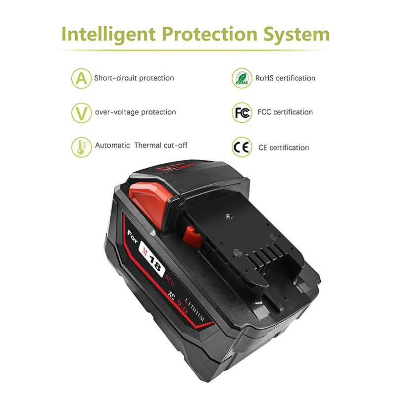 Bonacell для 18V M18 Milwaukee 9000mAh электроинструменты литий ионная аккумуляторная батарея