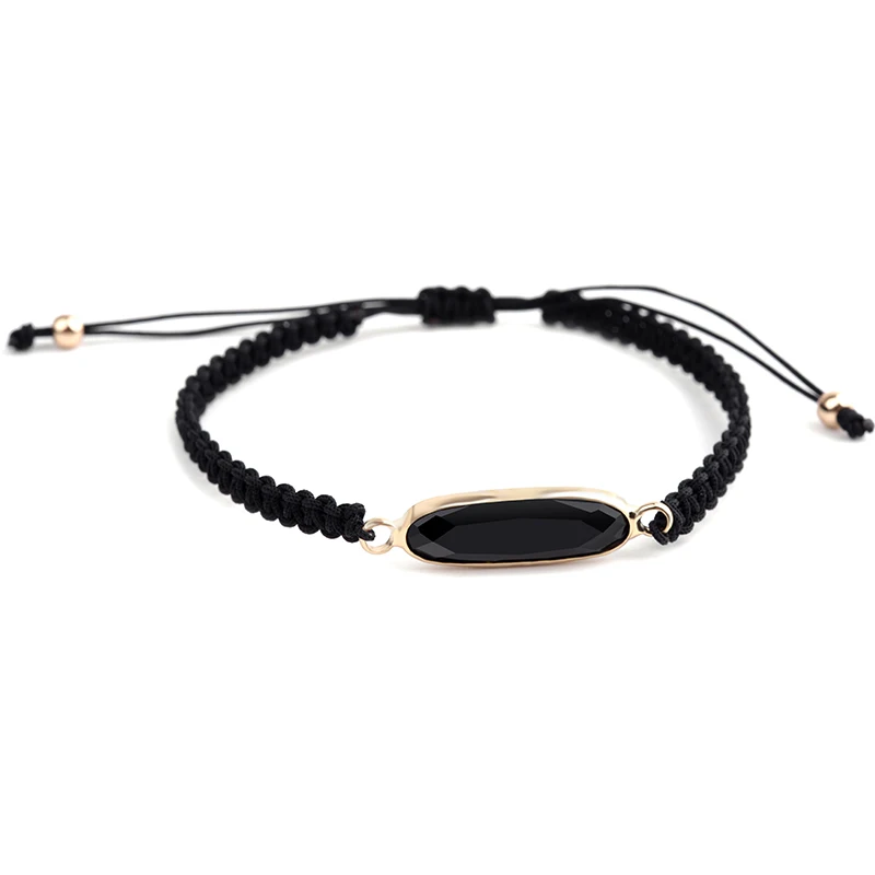 Женские классические браслеты с кристаллами Bojiu черные плетеные ручной работы