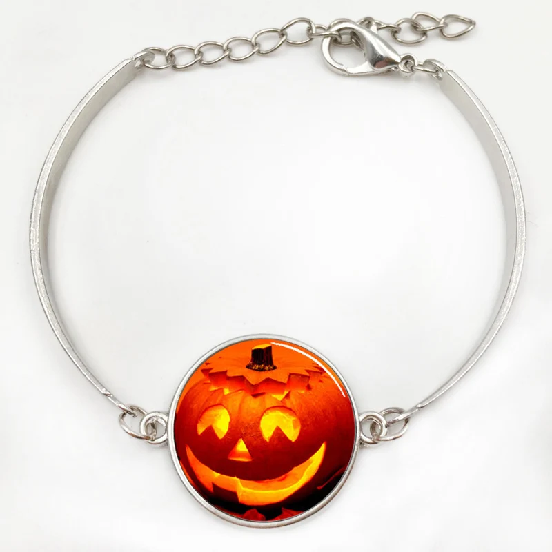 Ожерелье с подвеской в виде тыквы Джек-о-фонаря стеклянного купола на Хэллоуин |