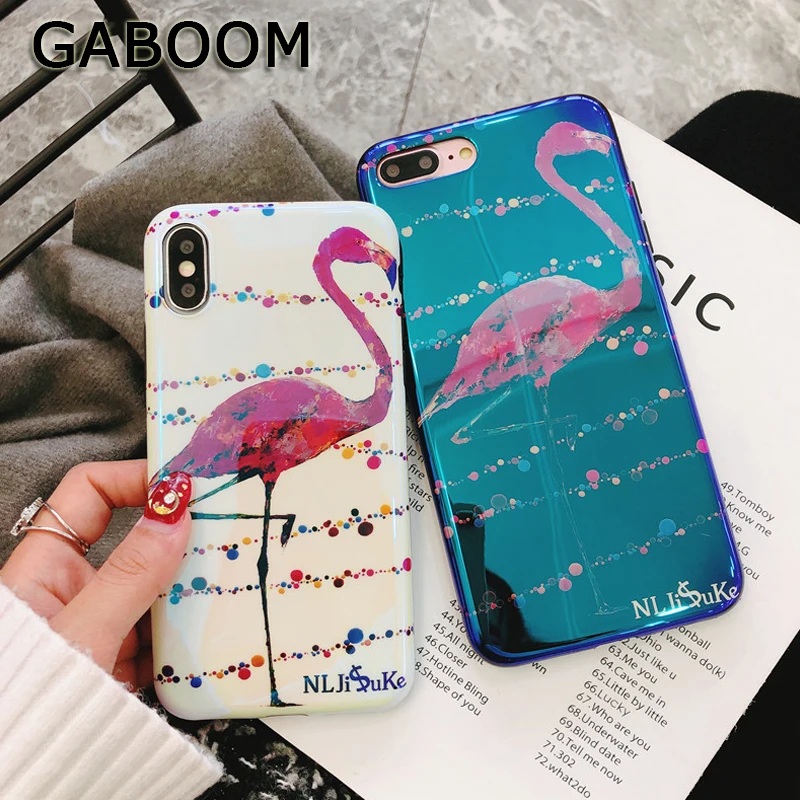 Gaboom Глянцевая Blu-Ray IMD чехол для телефона iphone х 6 S 7 8 плюс красивый Фламинго