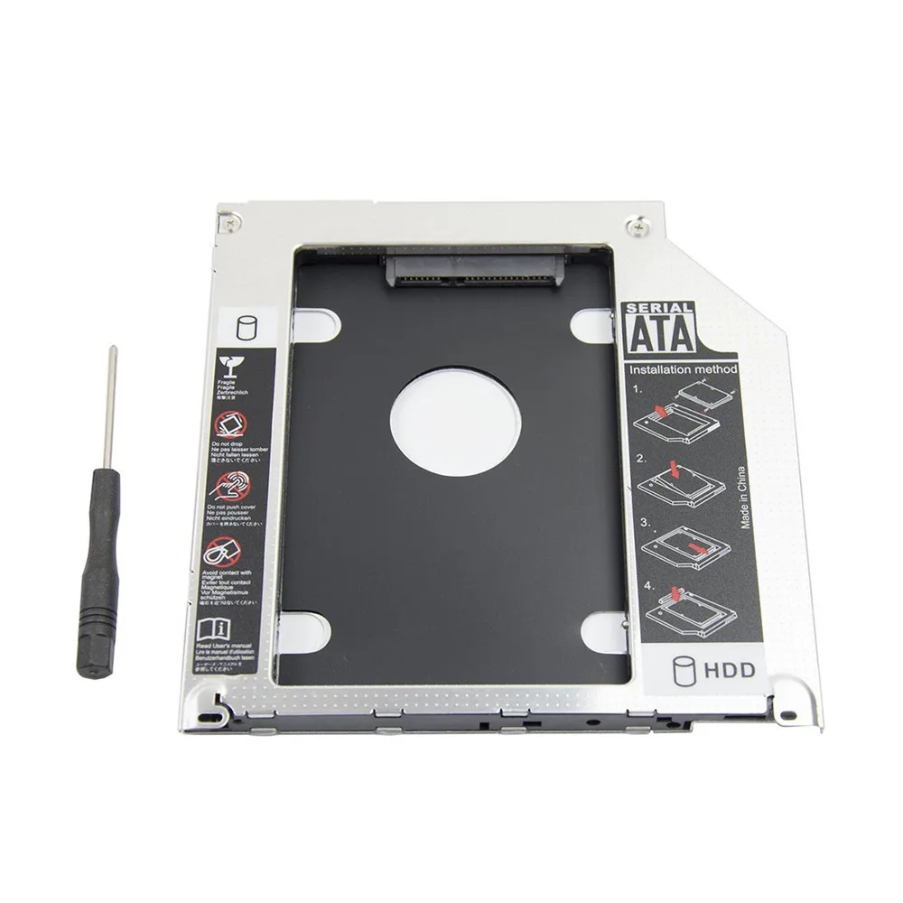 Универсальный алюминиевый 9,5 мм SATA III 2nd SSD HDD жесткий диск Caddy адаптер лоток корпус для ноутбука CD-ROM DVD-ROM