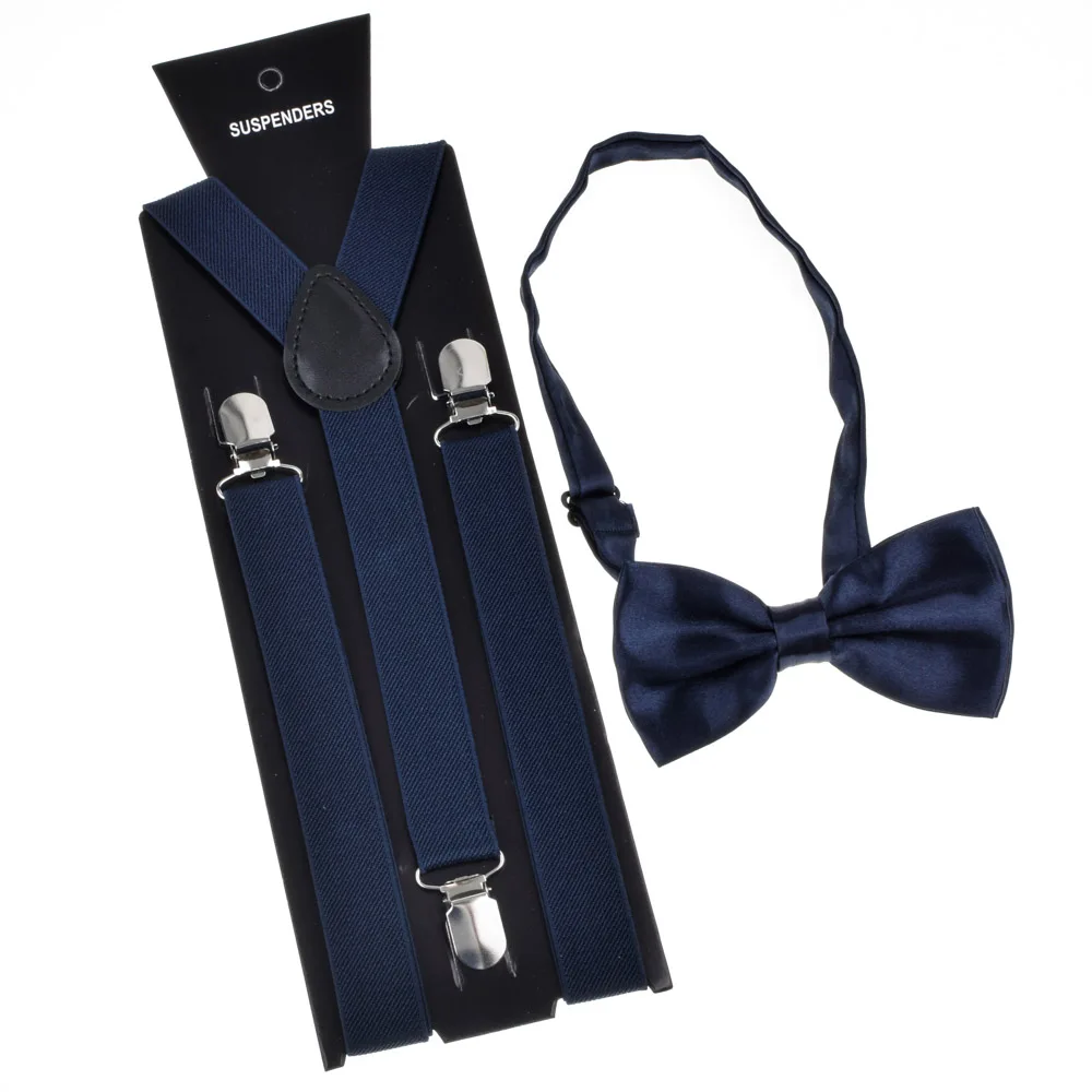G Bow tie Suspender Set Adjustable Elastic Wedding Belt Strap Shirts Brace For Men Women - Цвет: G