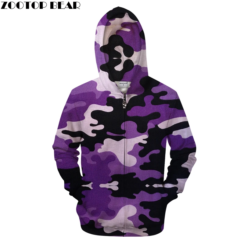 

Purple Camo Unisex Hoodies Sweatshirts Camouflage Zipper Streetwear Brand Jacket Hoodie Funny Casual Male Clothing Drop Ship