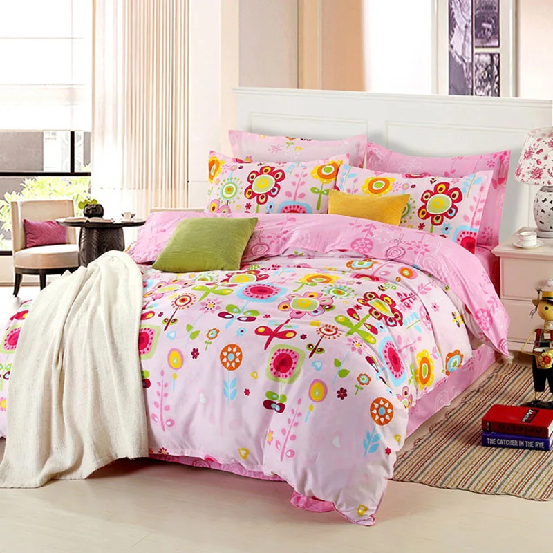 Комплект постельного белья с цветочным принтом 4 шт. | Дом и сад