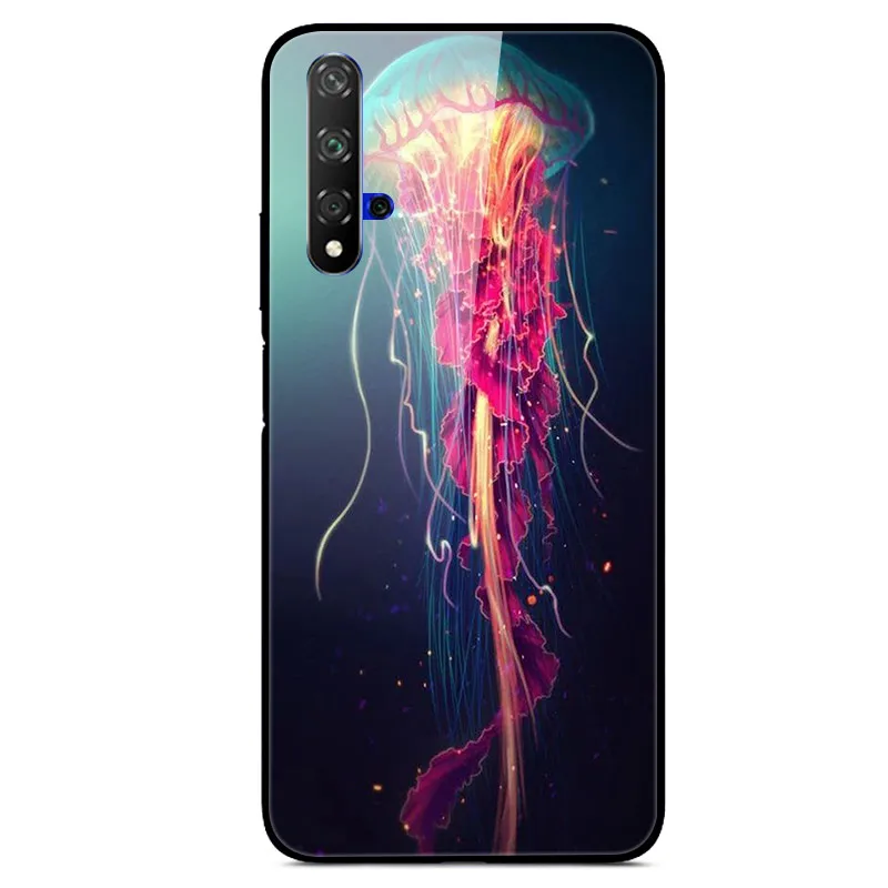 Серебристый Чехол для huawei Honor 20, Жесткий Чехол из закаленного стекла с принтом, чехол для huawei Honor 20 Pro Lite Honor20 YAL-L21Cover Fundas - Цвет: Серебристый