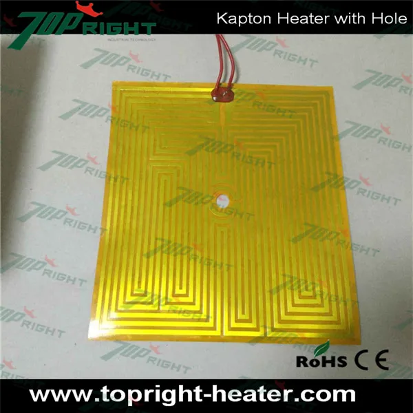 Каптон фильм нагреватель площадь в середине 10 мм отверстие 12В 150 Вт|heater heater|heater