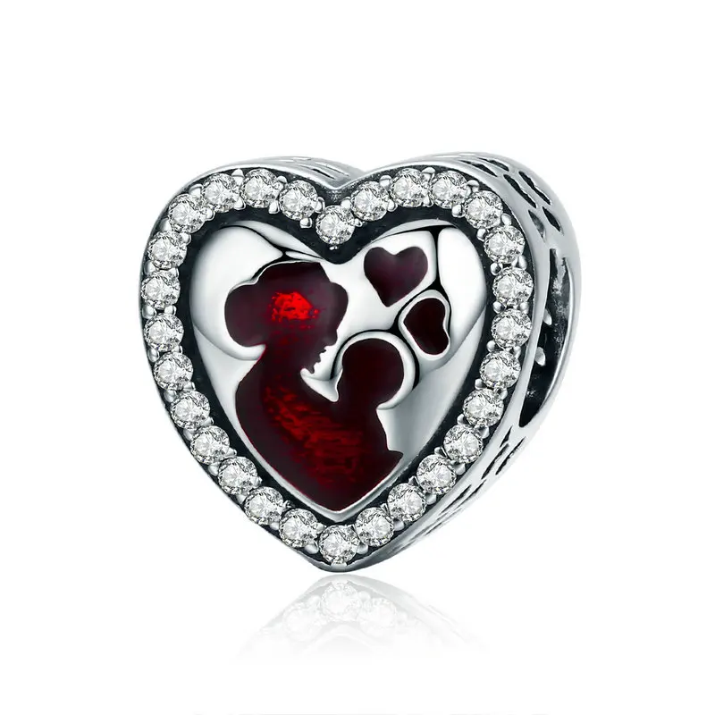 2019 Mother's Day Gift 100% 925 Sterling Silver fit Original European Fashion bracelet Love Mother Charm Red &amp Clear CZ Beads |