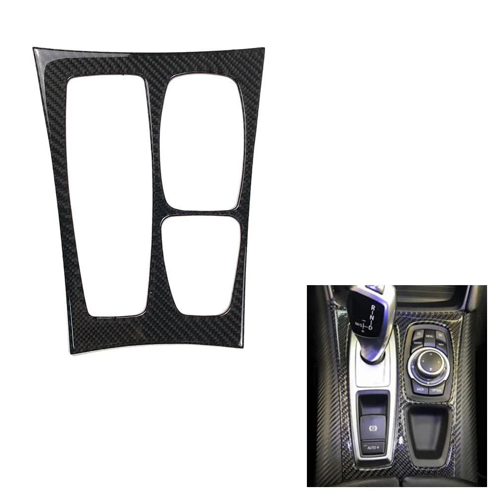 

Car Carbon Fiber Gear Shift Box Cover Trim Decor Panel Sticker For BMW X5 E70 08-13 X6 E71 09-14 Left Hand Drive
