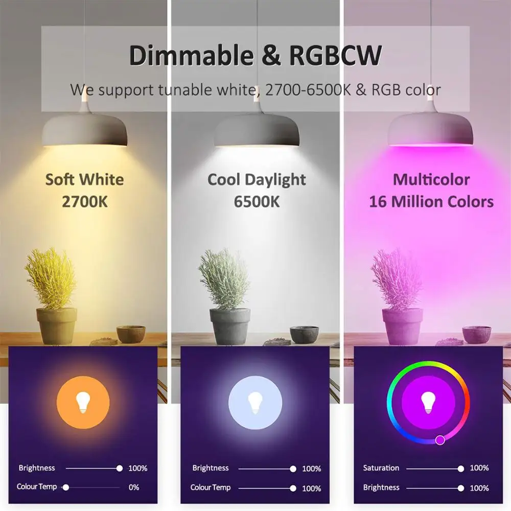 Смарт светильник NTONPOWER с Wi Fi 7 Вт волшебная лампа RGB E27 диммируемая пробуждения