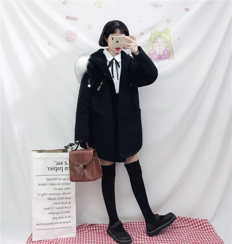 Chaquetas mujer invierno 2018 одежда Утепленная стеганая куртка для девочек черный hooede harajuku