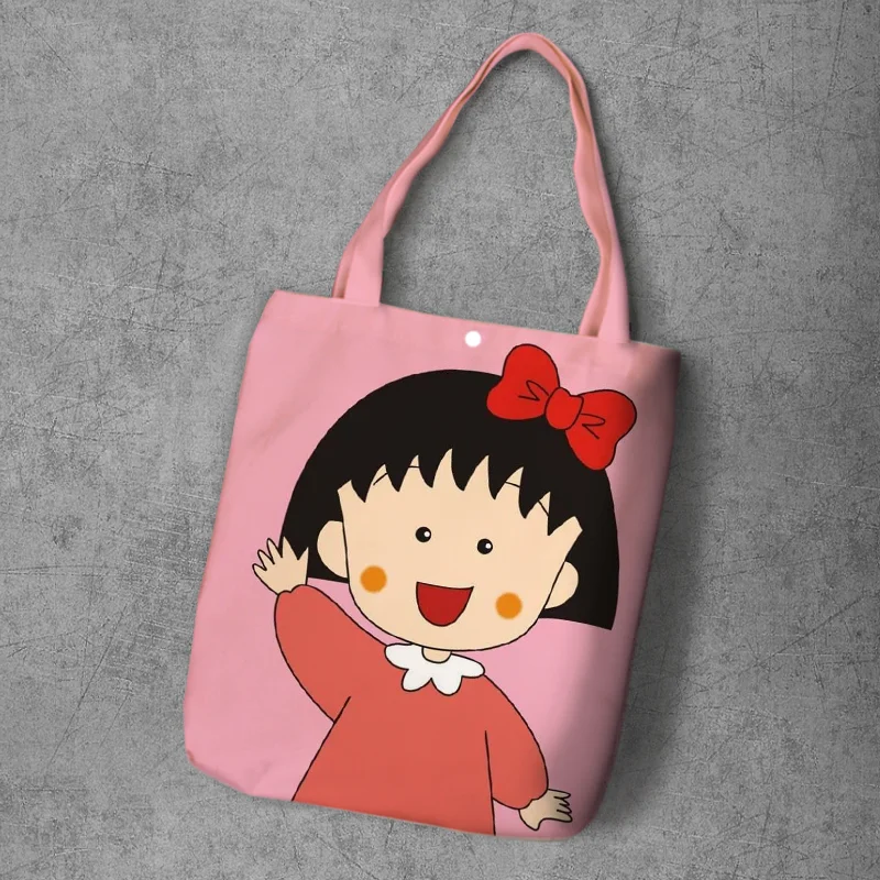 Холщовый Рюкзак для покупок Chi bi Maruko с мультяшным принтом студентов