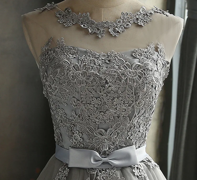 PTH-65 # Короткие Серые платья подружки невесты со шнуровкой оптовая продажа