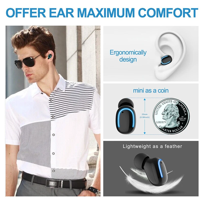 Auricolari Bluetooth 5 0 настоящие без Fili стерео запонки Auricolare Mini di Q13 с микрофоном|Наушники