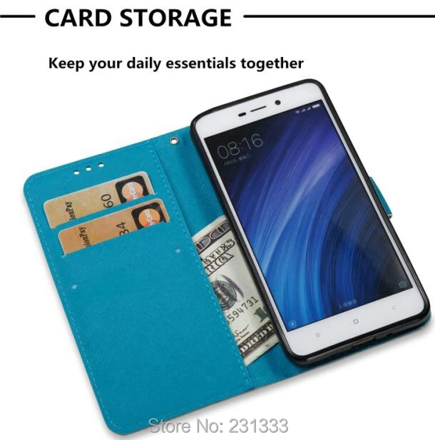 Кожаный чехол кошелек с объемным цветком C ku для Xiaomi 5X Redmi 4A NOTE 4X 5A ТПУ ремешок