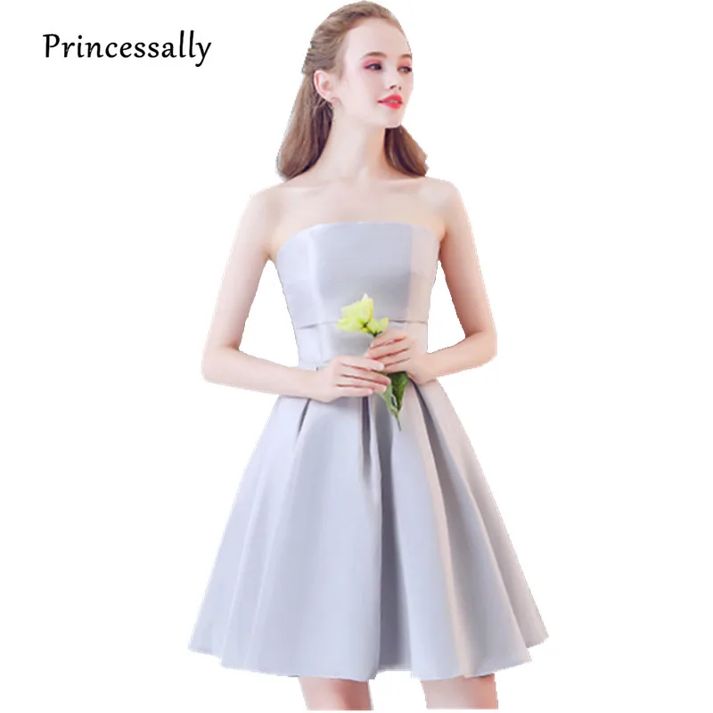 Женское атласное платье с открытыми плечами без бретелек трапециевидного