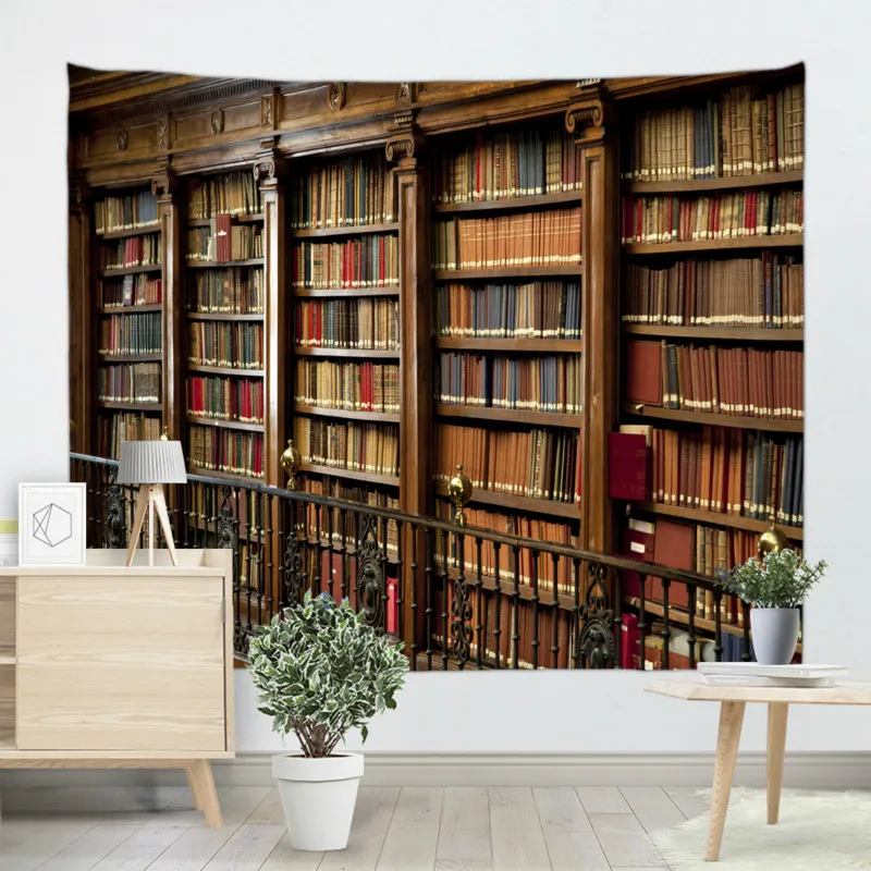 Mystery Library гобелен настенный арт секретная дверь книжный шкаф скатерть спальня
