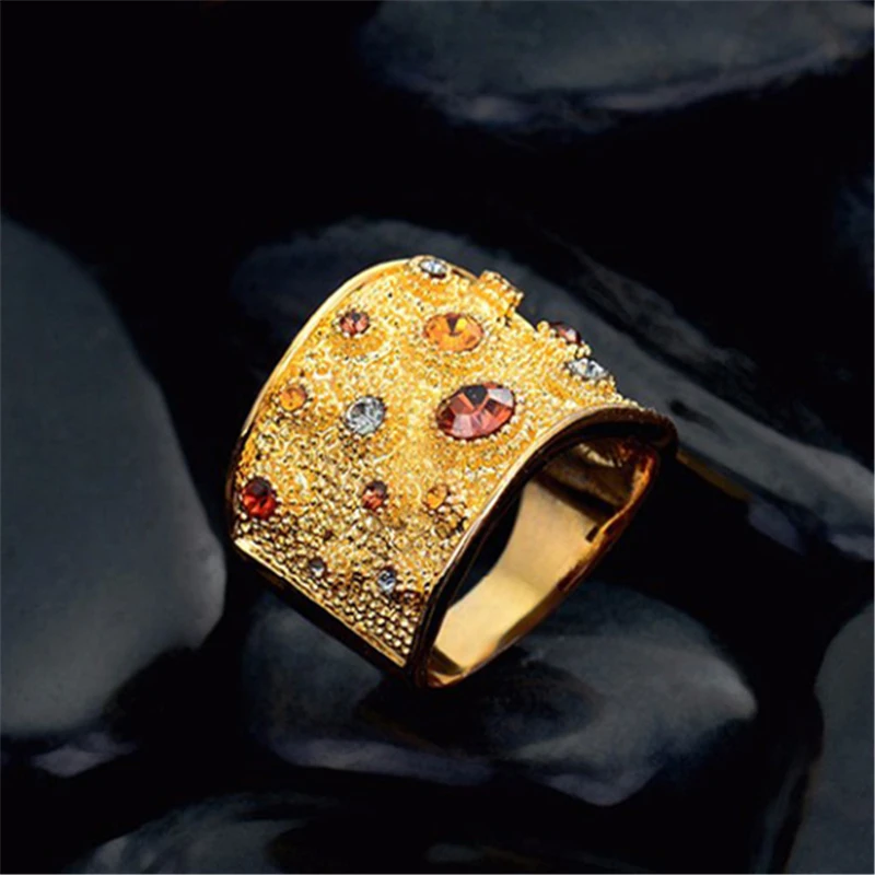 Трендовые кольца розового золота искусственные драгоценные камни разноцветные
