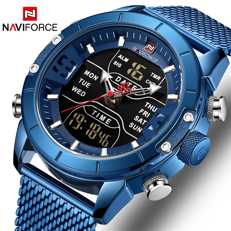 Часы наручные NAVIFORCE Мужские кварцевые брендовые Роскошные Аналоговые