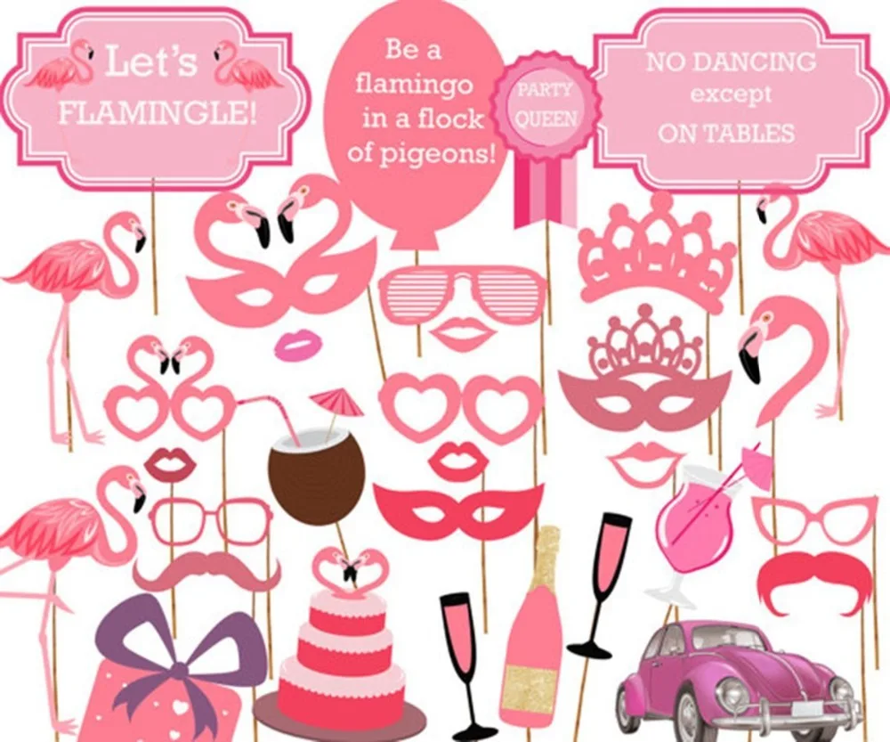 

32pcs/8pcs Beach Party Birthday Party Photo Props Flamingo Party Supplies for Wedding Christmas Festivals PT65