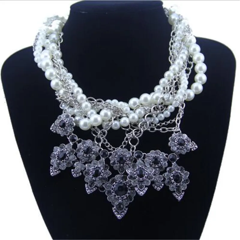 

European and American multi-layer Pearl Necklace Female Short clavicle Exaggerated Luxury Domineering For Women Jewelry