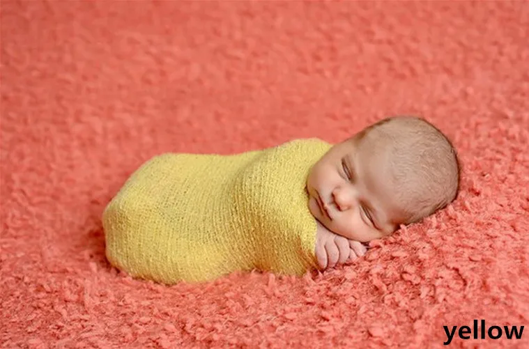 yellow Реквизит для фотосъемки новорожденных, обернутая хлопковая обернутая пряжа для фотосессии, растягивающаяся ткань для фотосъемки новорожденных, реквизит-Аксессуары - Цвет: yellow