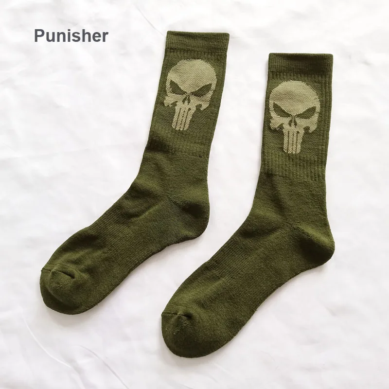 Punisher-1 Мужские носки гольфы с героями комиксов Marvel, Каратель, Бэтмен, Человек-паук, Супермен, Халк, Капитан Америка - Цвет: Punisher-1