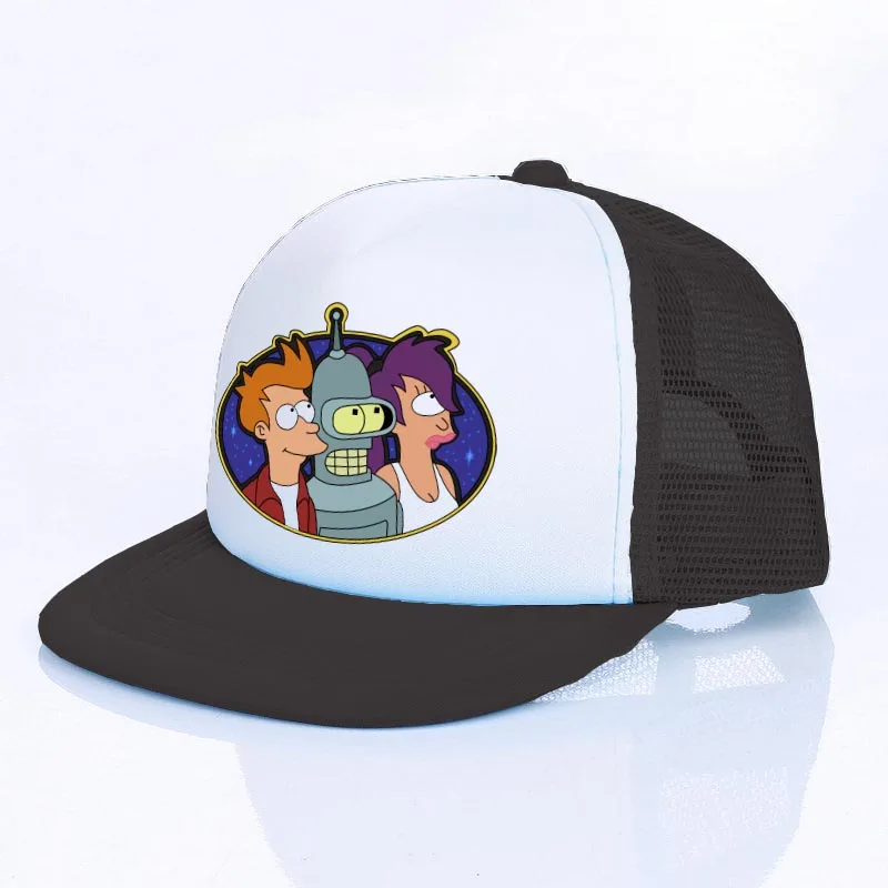 Planet Express Rocket Ship Outdorr Mesh Hat For Men Women Futurama Bender Meme Snapback Caps Combat Robot Trucker Cap YF107