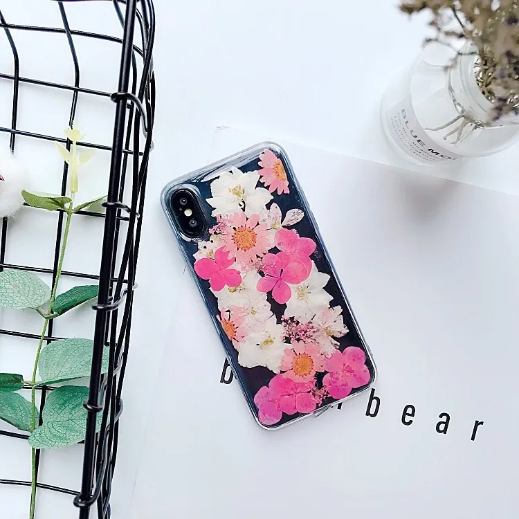 Настоящие гербарий для iPhone X XS MAX XR 8 8 Plus 7 7 Plus 6 6S 6S Plus чехол Чехол задняя оболочка бампер Ins модный защитный ковер