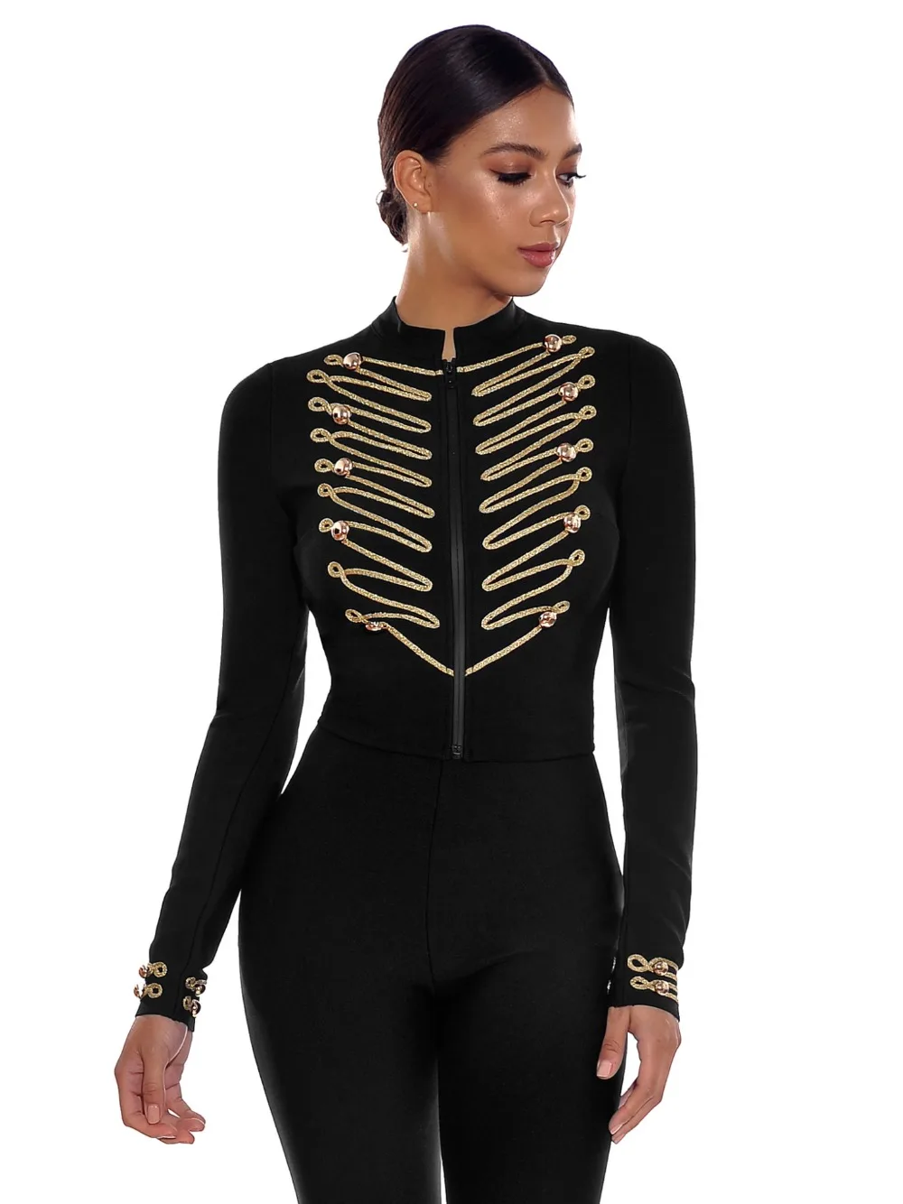 Новая зимняя модная пикантная Черная куртка с длинным рукавом и повязкой 2018