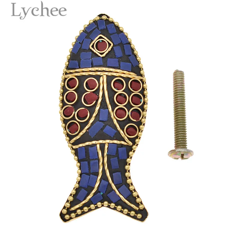 Lychee Life фольклорный дизайн рыбы выдвижная ручка для ящика винтажные